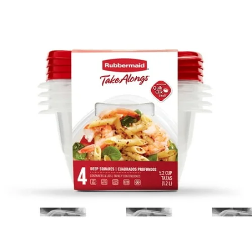 Set of 4 Rubbermaid TakeAlongs Deep Square Food Storage Containers