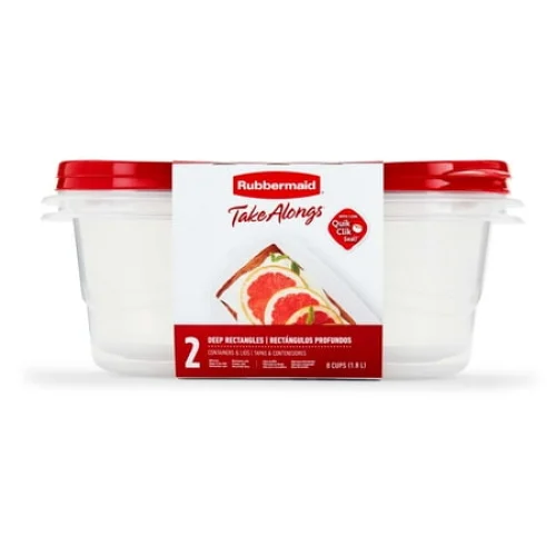 2 Pack Rubbermaid TakeAlongs Deep Rectangles 8 Cup Food Storage Containers
