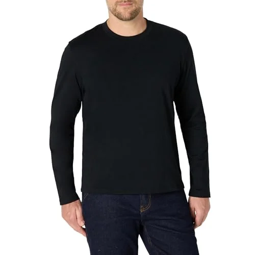 Amazon Essentials Men's Relaxed Fit Long Sleeve T-Shirt, Black, Large