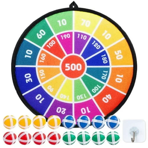 Qishi Kids Dart Board Game Set - Safe Indoor Party Game with 16 Sticky Balls, 28.3 inches
