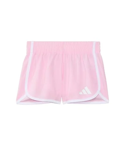 adidas Girls' Elastic Waistband Retro Woven Gym Shorts, Clear Pink Adi