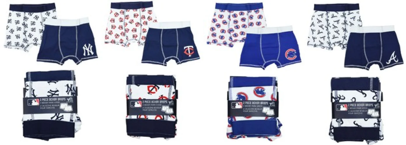 MLB Boys 2-Pack Boxer Briefs Underwear NWT - Yankees, Cubs, Braves, Twins
