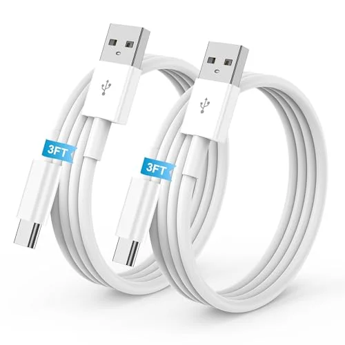 2Pack 3FT USB A to USB C Cable for iPhone 17 16 15, iPad Pro, Air, and Car Charger Charging Cable