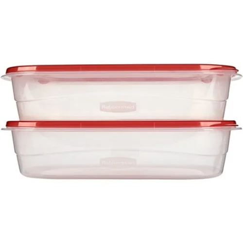 2 Count Rubbermaid TakeAlongs Large Rectangular Food Storage Containers, 1 Gallon, Tint Chili
