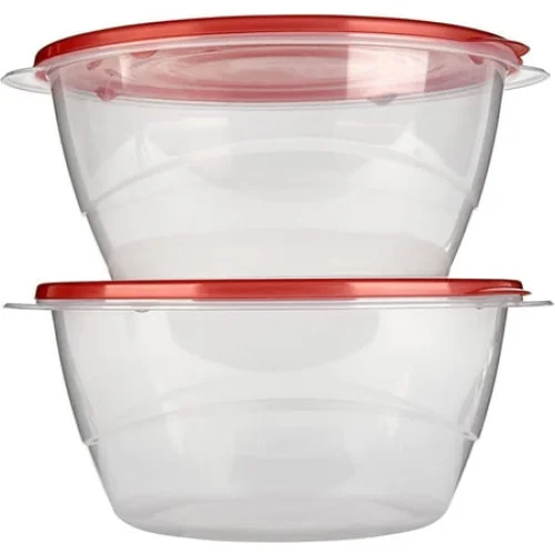 2 Count Rubbermaid TakeAlongs 15.7 Cup Serving Bowl Food Storage Containers, Tint Chili