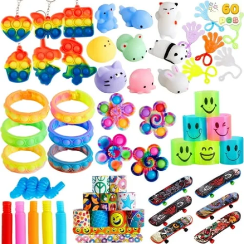 60 Pcs Party Favors, Popular Fidget Toys for Kids Goodie Bags, Pinata Stuffers, Birthday Treats
