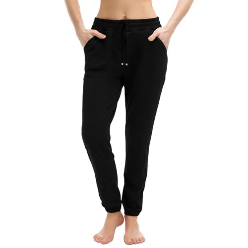 Walifrey Women's Joggers with Pockets, Drawstring Sweatpants for Lounging, Gym, and Workout - Black, L