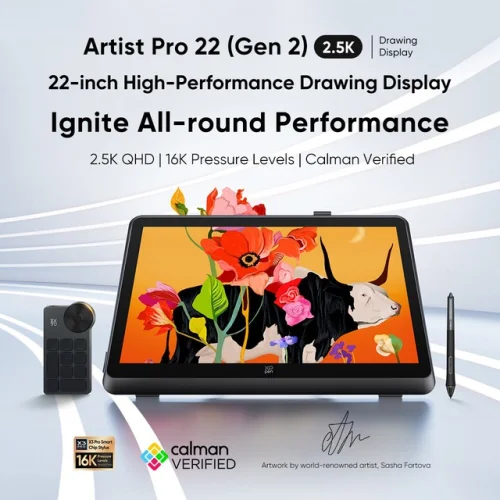 XP-Pen Artist Pro 22 (Gen 2) 2.5K QHD Graphics Drawing Tablet with X3 Pro Stylus