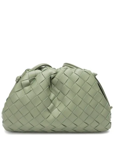 Tiffany & Fred Paris Woven Leather Pouch Women's Green