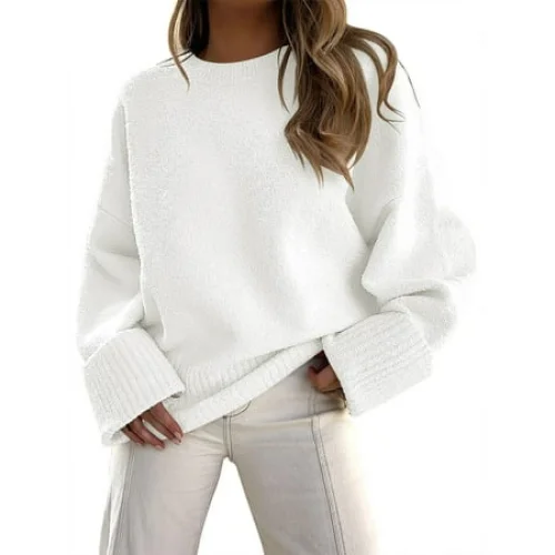 Fantaslook Women's Oversized Crewneck Long Sleeve Chunky Knit Pullover Sweater Tops