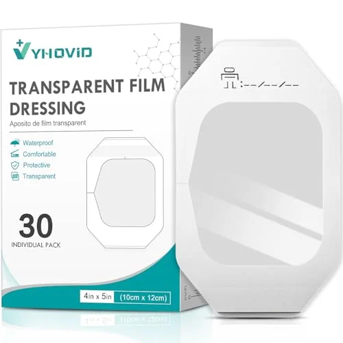 30 Transparent Film Dressings 4" x 4.75" - Waterproof Bandages for Wounds, Tattoos, and Scar Therapy