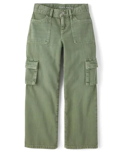 The Children's Place Girls Baggy Jeans Olive Tinge Cargo Size 12