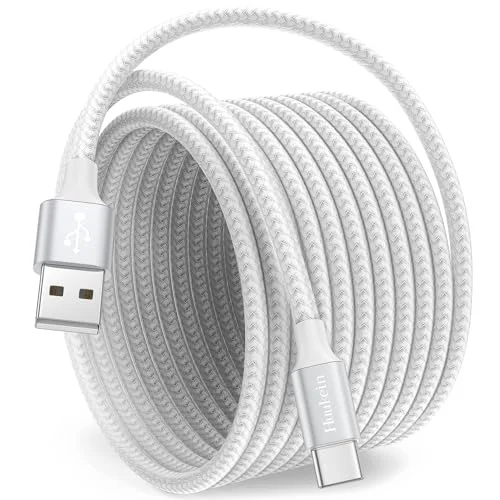 10 ft Huukein White USB C Cable, USBC Charger Cord Braided for iPhone and Samsung Galaxy Devices