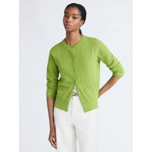 Free Assembly Women's Cozy Yarn Welt Pocket Cable Cardigan Sweater, Sizes XS-4X