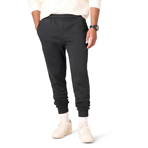 Amazon Essentials Men's Relaxed Joggers Sweatpants, Fleece, Comfortable Fit, Washed Black, XX-Large