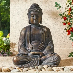 Glitzhome Meditating Buddha Statues