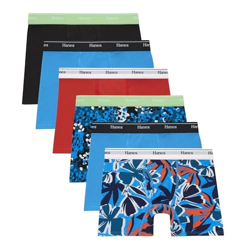 6-Pack Hanes Boys' Originals Boxer Briefs, Stretch Cotton Underwear, Assorted