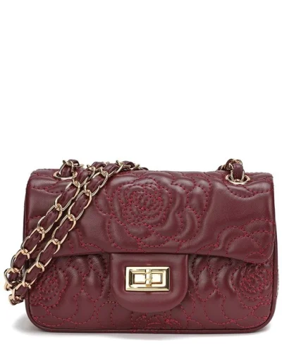 Tiffany & Fred Paris Quilted Leather Crossbody Women's Red