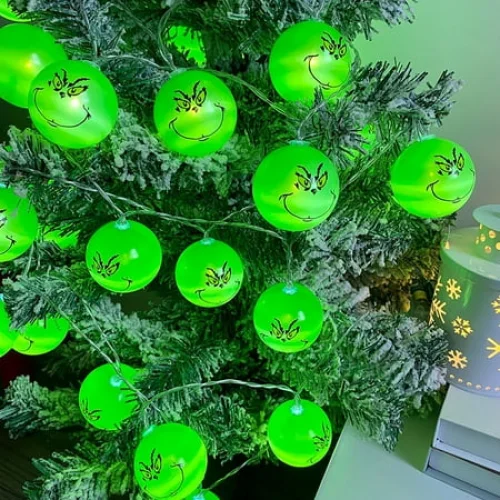 Christmas Grinch Lights Flashing String Lights 3m 20 Lights USB, Grinchmas Decor, Ideal Grinch Gifts