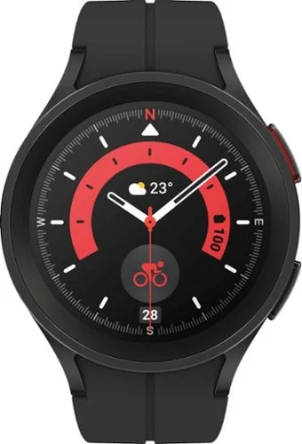 Geek Squad Certified Refurbished Samsung Galaxy Watch5 Pro Titanium Smartwatch 45mm BT - Black