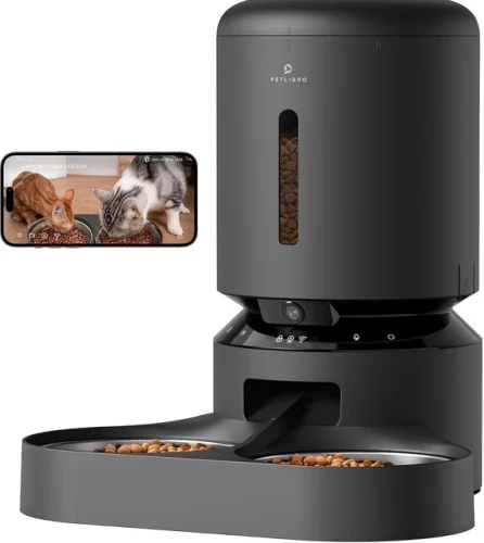 Certified Refurbished Petlibro PL-AF203-06B Automatic Feeder with Camera, Black