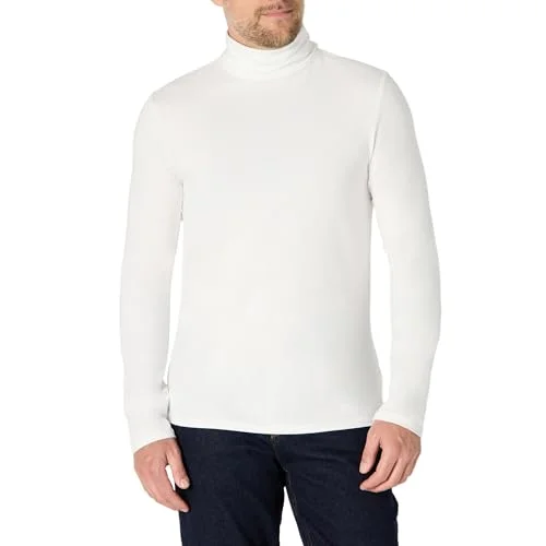 Amazon Essentials Men's Slim Fit Turtleneck Shirts, White, Large