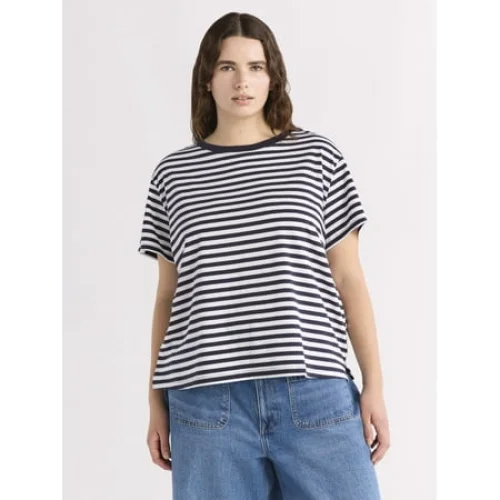 Free Assembly Women's Cotton Cropped Boxy Tee with Short Sleeves, Sizes XS-4X