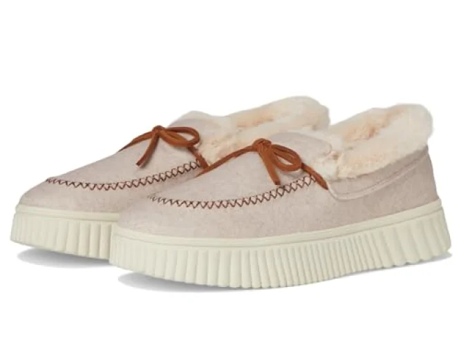 Skechers Cozy Ojai Women's Faux Wool Moccasin Slippers with Memory Foam, Natural, Size 8