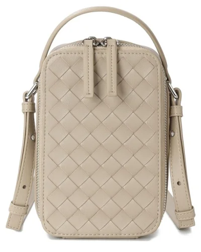 Tiffany & Fred Paris Hand Woven Leather Phone Bag Women's Tan