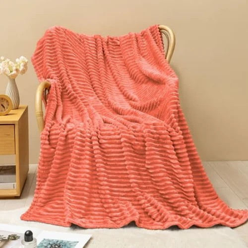 Uiz Merueh Cooling Throw Blanket - Fuzzy Soft Microfiber Bed Blanket - Orange - 100x150cm