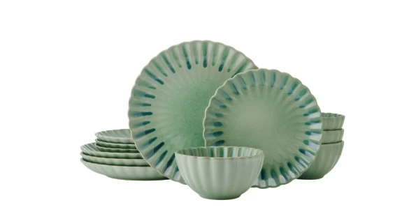 Pfaltzgraff Lucinda Green 12 Piece Dinnerware Set, Green