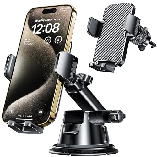Qifutan Dash Mounted Phone Holder for Car Windshield Dashboard Air Vent Universal Desk Mounts Hands Free