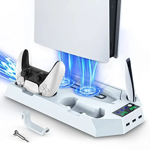 YCCSKY Cooling Station for PS5 with Charging Dock, Fan, Controller Holders, and 3 USB Ports