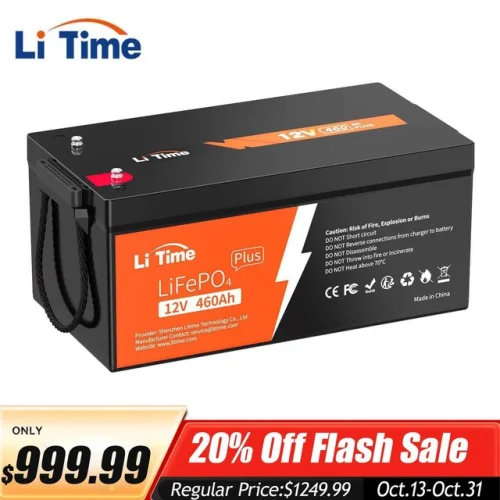 LiTime 12V 460Ah LiFePO4 Lithium Iron Phosphate Battery 250A BMS for Solar RV