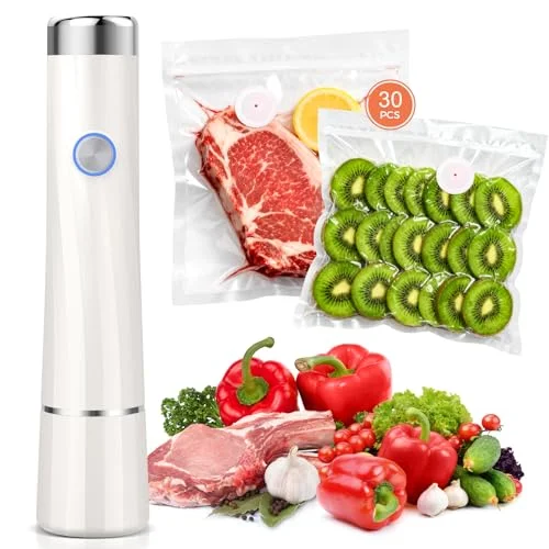 Kayiant Vacuum Sealer For Food with 30 Reusable Vacuum Bags - Compact Handheld Food Sealer