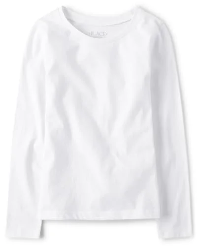 The Children's Place Girls Long Sleeve Basic Layering T-Shirt White Small