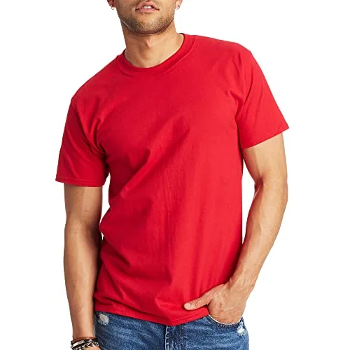 Hanes Men's Beefy T-Shirt, Heavyweight Cotton Crewneck Tee, 1 Pack, Large US, Deep Red