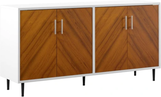 58" Walker Edison Fehr Modern 4 Door Bookmatch Buffet (White)