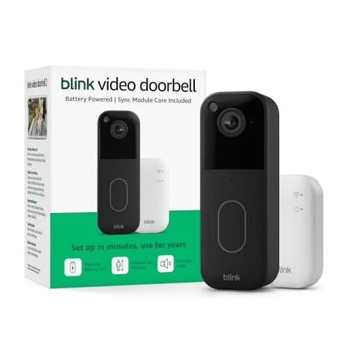 Blink Video Doorbell (Newest Model) with Sync Module Core – System (Black)