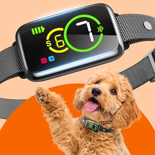 1S Stop Barking Smart Dog Bark Collar, Humane Anti Barking Device with Beep & Vibration, 7 Adjustable Sensitivity