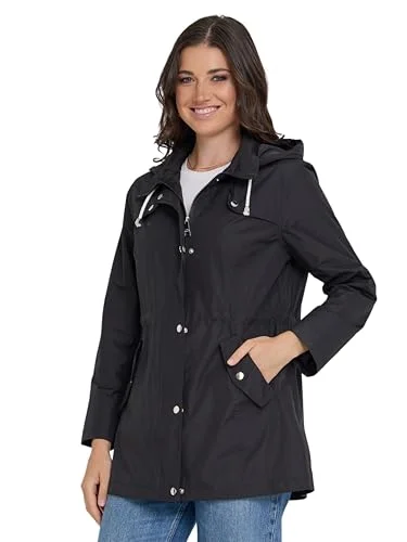 Steve Madden Rain Jacket Women - Waterproof with Hood Anorak Rain Coats for Women Windbreaker Plus Size XS-3X