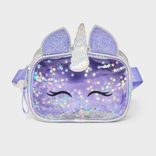 Girls' Unicorn Fanny Pack - Cat & Jack™ - Shell Material, Zip Closure, 28" Strap, Solid Pattern