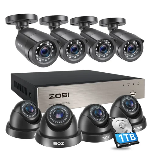 ZOSI 8CH 1080p Security Camera System 5MP Lite CCTV DVR Outdoor HD IR Kit