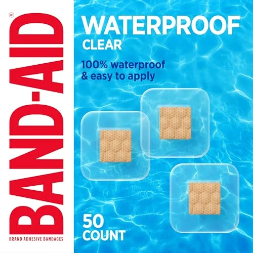 50 ct BAND-AID Brand Waterproof Clear Spot Adhesive Square Bandages for Wound Care