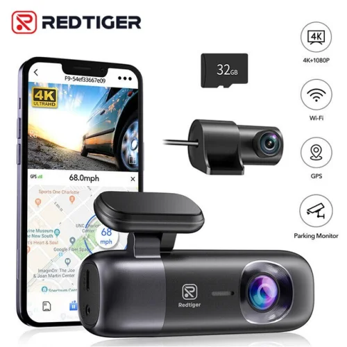 REDTIGER F9 4K Dash Cam Front and Rear with WiFi GPS and Free 32GB Card