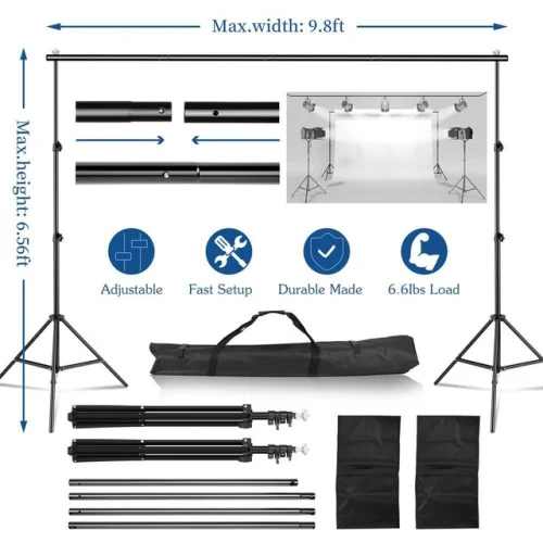 10ft Heavy Duty Photo Video Studio Backdrop Background Support Stand with Bag