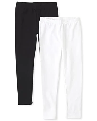2 Pack Children's Place Girls Leggings, Black/White, XL (14)