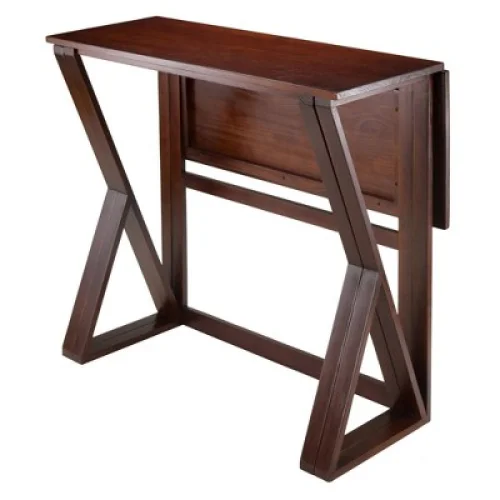 Harrington Drop Leaf Dining Table Wood/Walnut - Winsome: Counter Height, Seats 4, Criss Cross Base