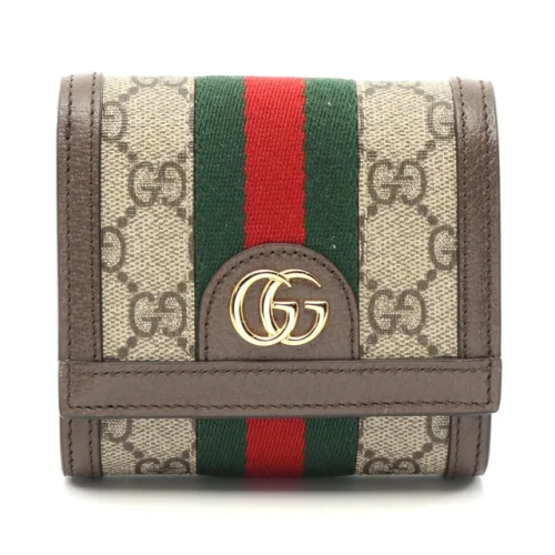 Gucci Ophidia Gg Wallet Leather Pvc Coated Women Beige One Size