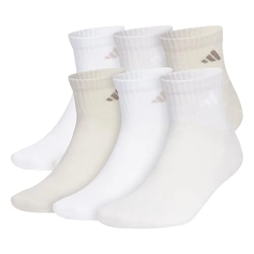 6-Pack adidas Men's Athletic Cushioned Quarter Socks with Ankle Fit and Arch Support
